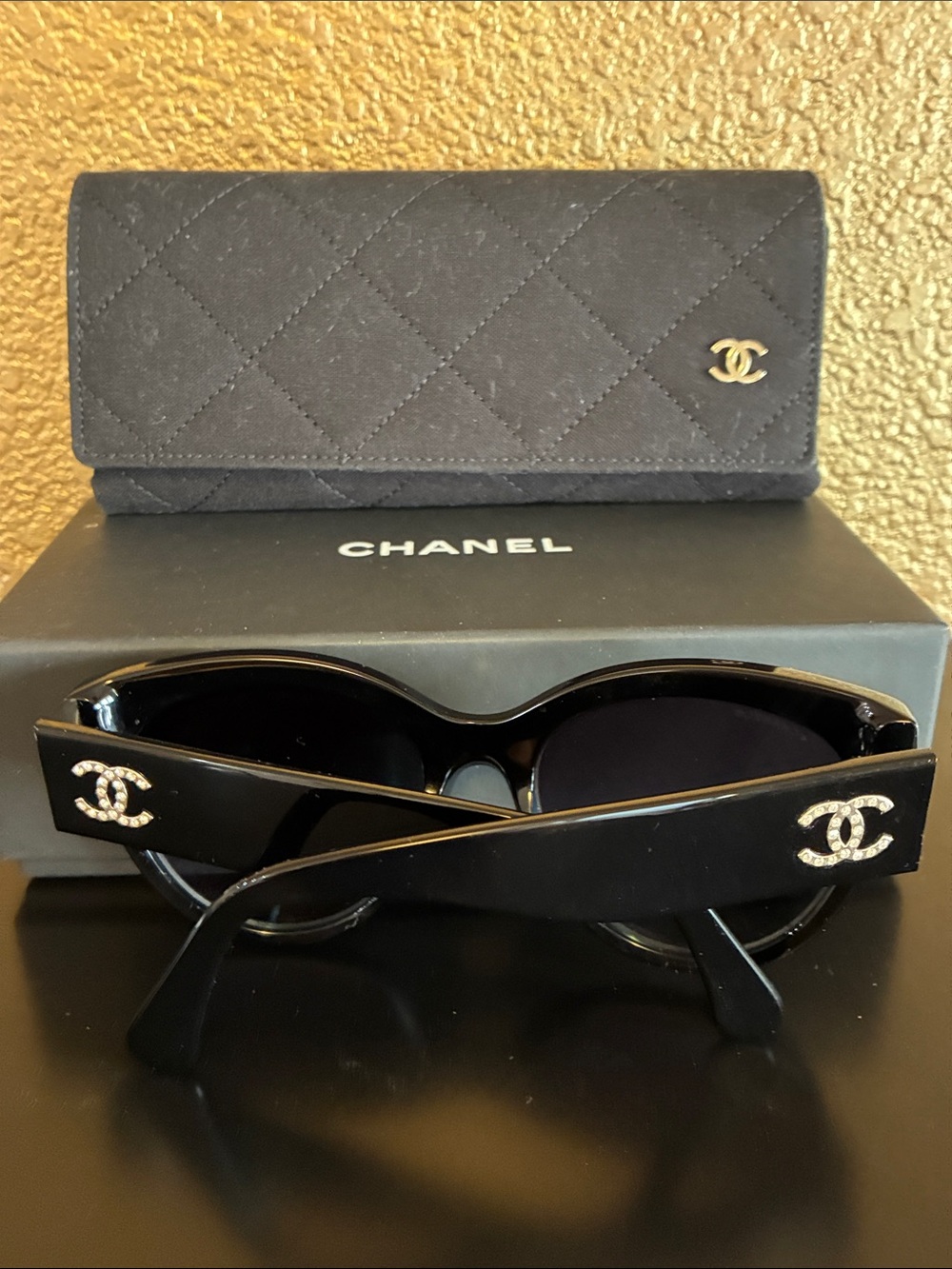 CHANEL Black Sunglasses CH5498B C622S6 Rhinestone CC Logo